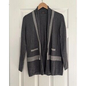 J McLaughlin Open Cardigan Sweater Gray Size Small Merino Wool